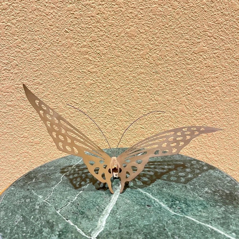 Vintage Mid-Century Lightweight Flapping Brass Butterfly Hanging Wall Decor